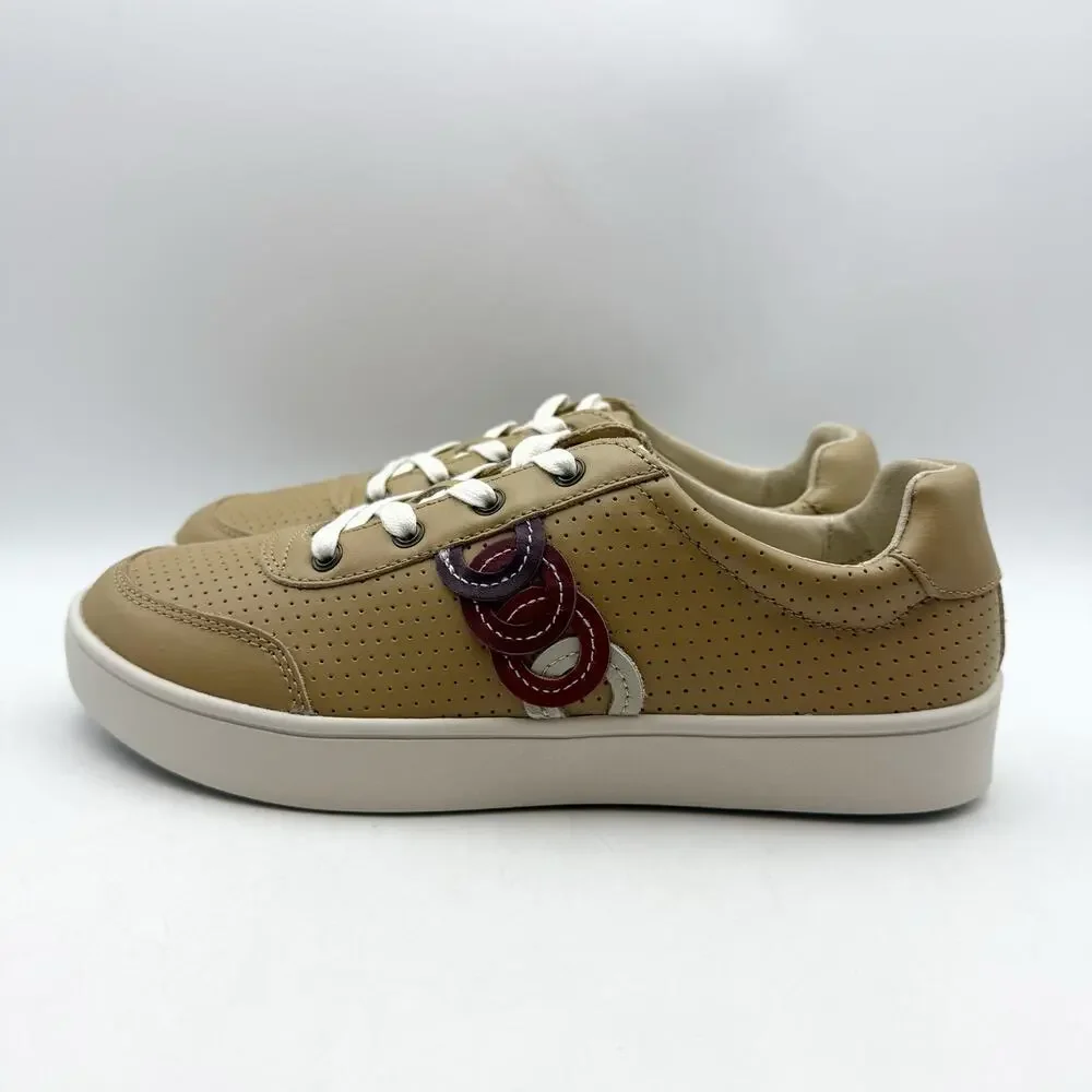 Spenco Womens Cambridge Low Sneaker US 8.5 Wide EU 39 Tan Leather EUC